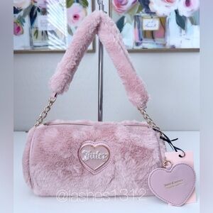 JUICY COUTURE Bag Juicy  Warm Up Mini Barrel Crossbody- Blush Pink Faux Fur